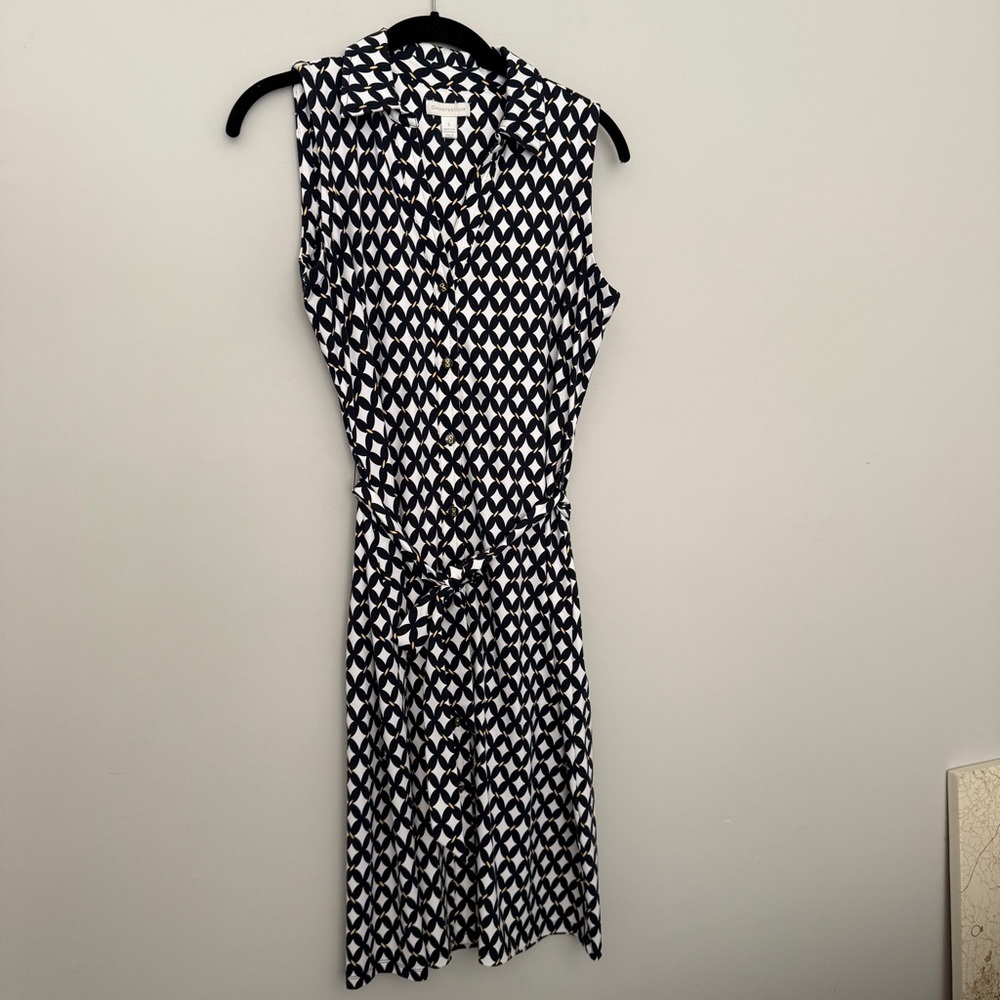 Charter Club Navy White Patterned Shirtdress SMALL - Picture 2 of 11